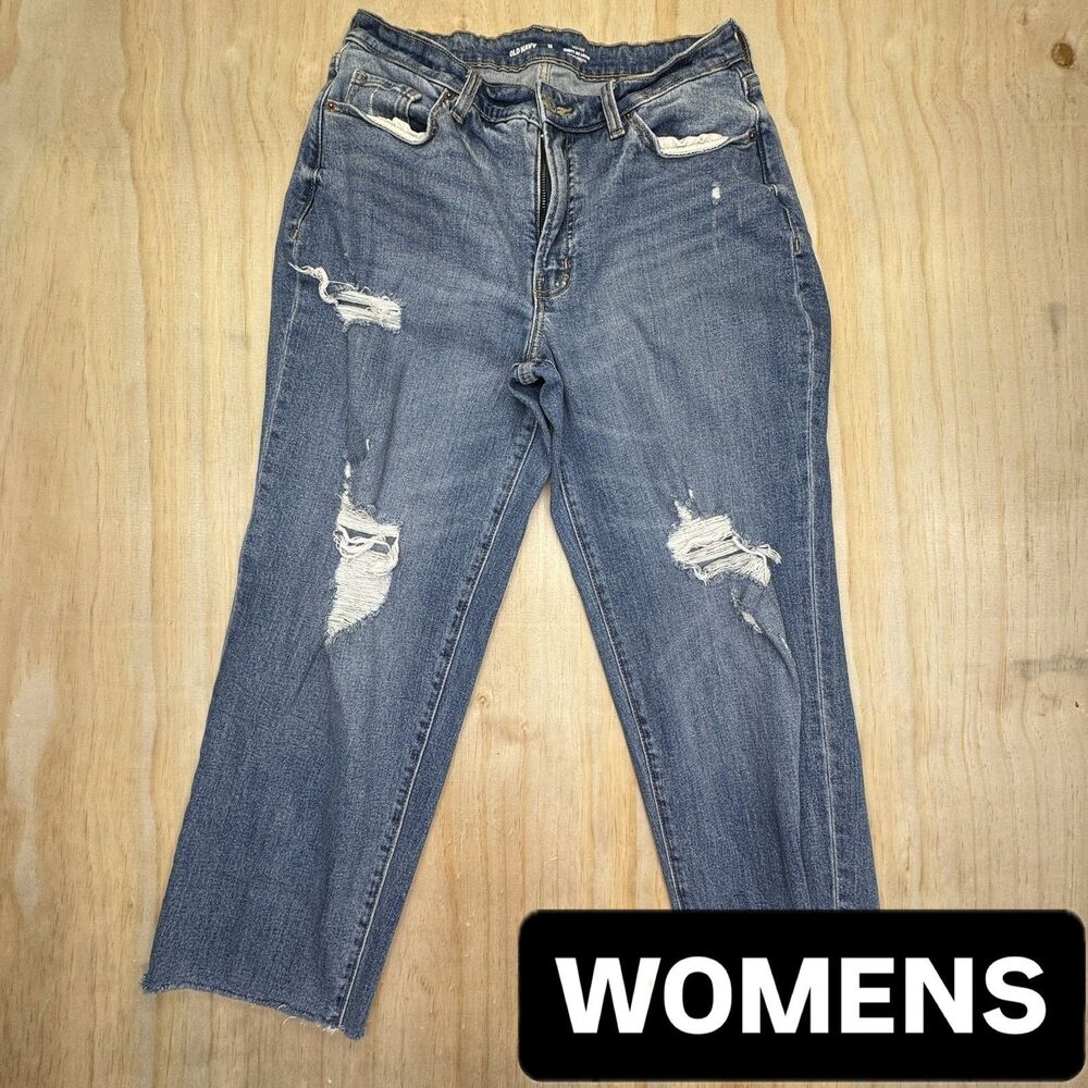 USED sz 12 Womens Petite Old Navy High Rise Curvy OG Loose Jeans Blue